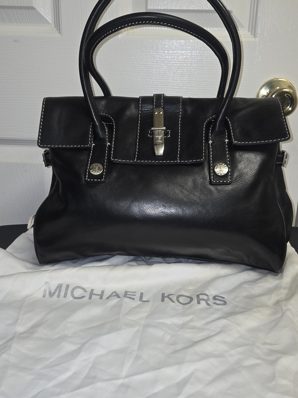 Michael Kors Black Leather Top-Handle Satchel